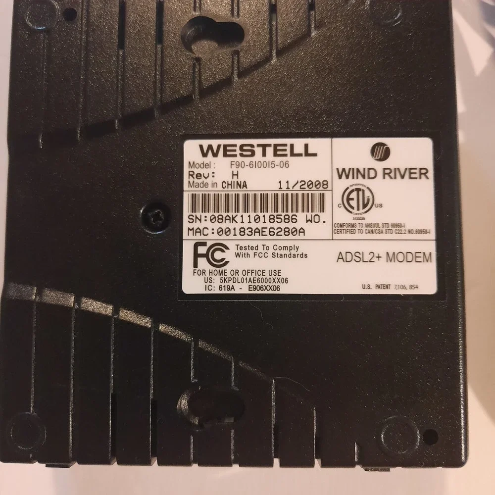 VERIZON_WESTELL 6100F DSL Modem Bridge ADSL2 F90-610015-06